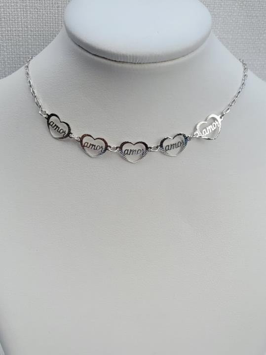 CHOKER CORAÇÃO AMOR PRATA