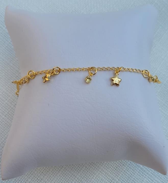 PULSEIRA INFANTIL ESTRELA E PEDRA OURO