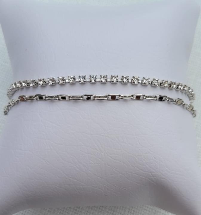 PULSEIRA DUPLA STRASS PRATA